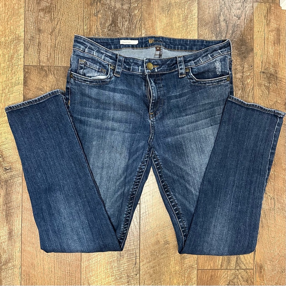 Kut from the Kloth Dark Blue Straight Leg Jeans Size 12